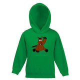 Fun Cartoon Horse Waving Childs Hooded Top