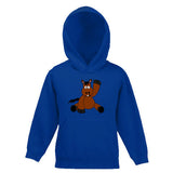 Fun Cartoon Horse Waving Childs Hooded Top