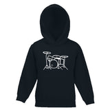 Drum Kit Outline Motif Childs Hooded Top
