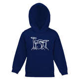 Drum Kit Outline Motif Childs Hooded Top