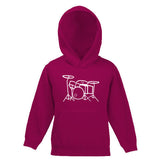 Drum Kit Outline Motif Childs Hooded Top
