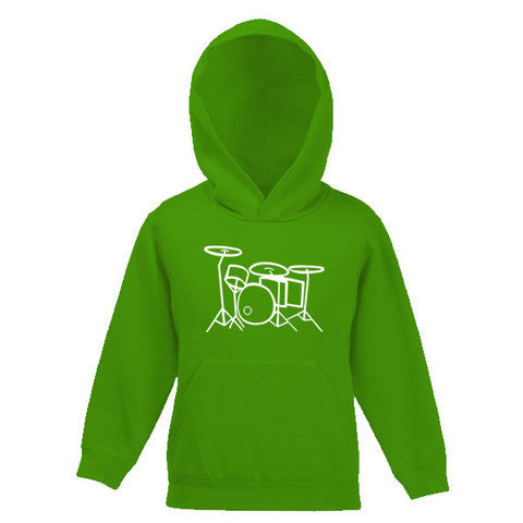 Drum Kit Outline Motif Childs Hooded Top