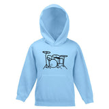 Drum Kit Outline Motif Childs Hooded Top