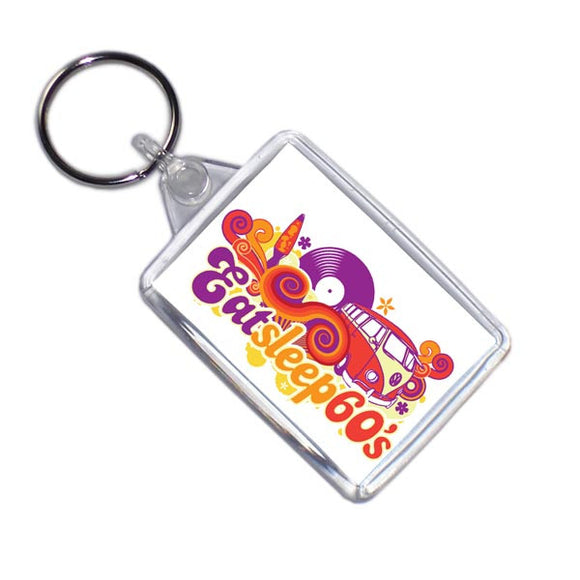 Eat Sleep 60's Retro Style Key Ring