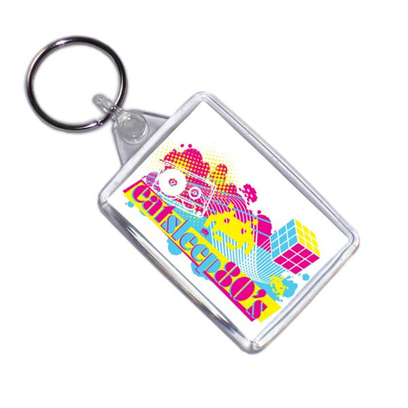 Eat Sleep 80's Retro Style Key Ring