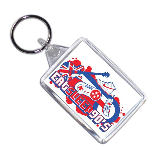 Eat Sleep 90's Retro Style Key Ring