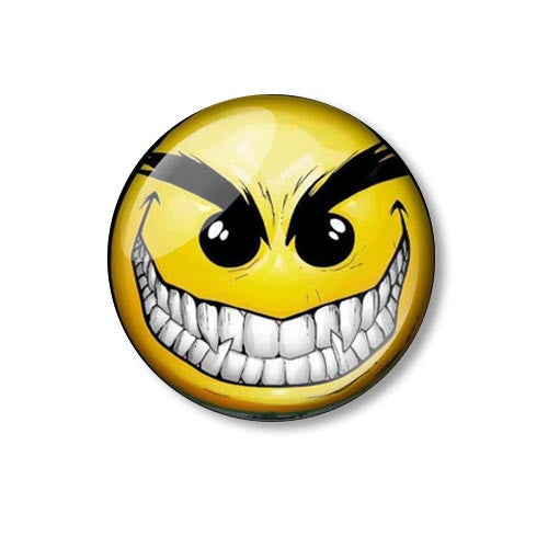 Evil Smiley Face 25mm Pin Backed Button Badge