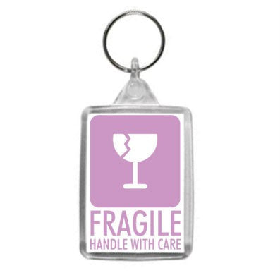Fragile Handle With Care Hazzard Label Design Key Ring