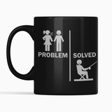 Fun Problem Solved Nagged Man Fishing Black Mug Gift