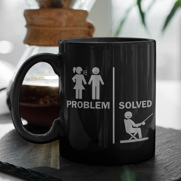 Fun Problem Solved Fishing Mug Gift Black