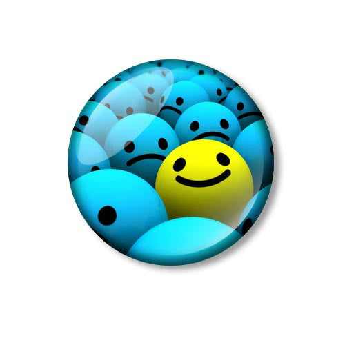 Fun Yellow Smiley Sad Blue Smiley 25mm Pin Backed Button Badge