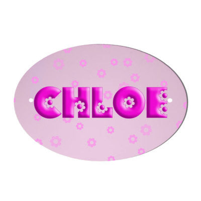 Girls Personalised Pink Flower Design Door Plaque