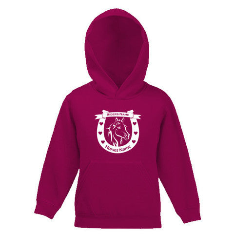 Horseshoe and Horse Motif Personalised Childs Hooded Top