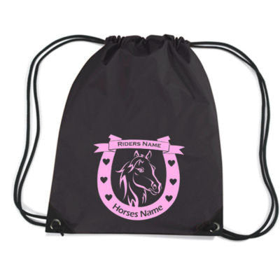 Horseshoe and Horse motif personalised gym bag