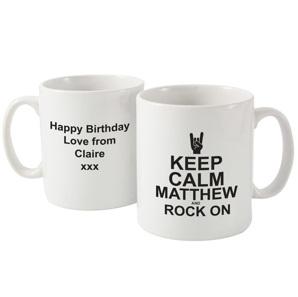 Keep Calm And Rock On Personalised Mug