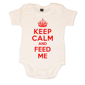 Keep Calm And Feed Me Baby Vest - Main Image
