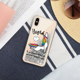 Unicorn Farting Fun Yoga Design Liquid Glitter iPhone Case