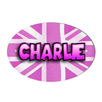 Pink Union Jack Design Personalised Door name Plaque