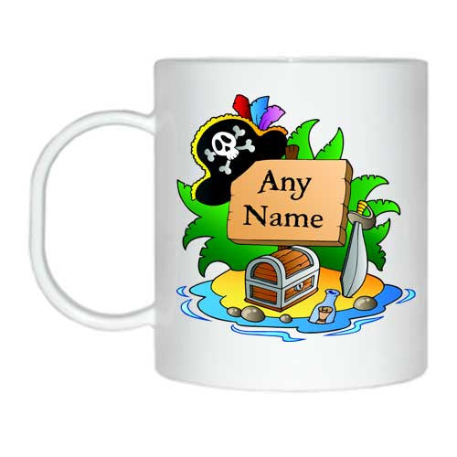 Pirate Chest and Hat Design Personalised Smash Proof Mug