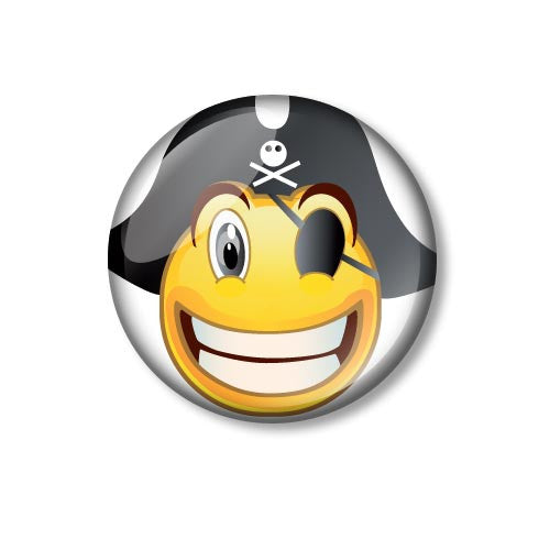 Pirate Smiley Fun 25mm Pin Backed Button Badge