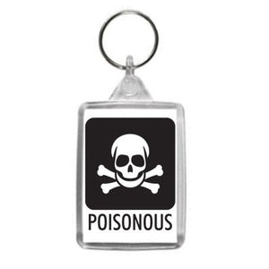 Skull and Crossbones Poisonous Hazzard Label Design Key Ring