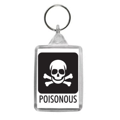 Skull and Crossbones Poisonous Hazzard Label Design Key Ring