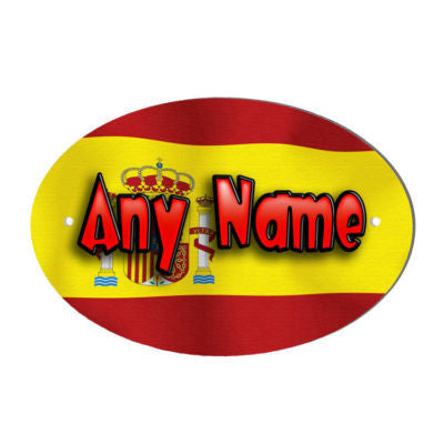 Spanish Flag design personalised door name plaque