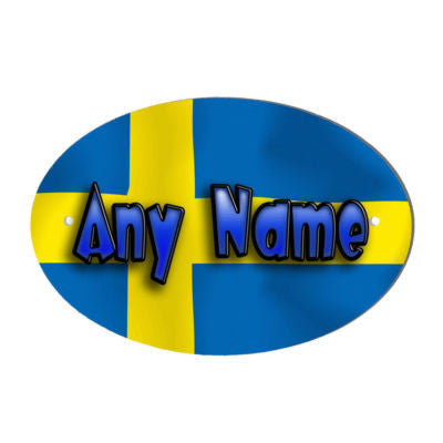 Swedish Flag Design Personalised Door name Plaque